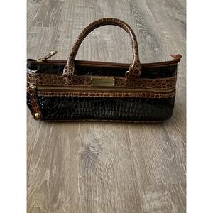 Amanda Brown Satchel Handbag Croc Embossed Top Handle‎ Designer Purse